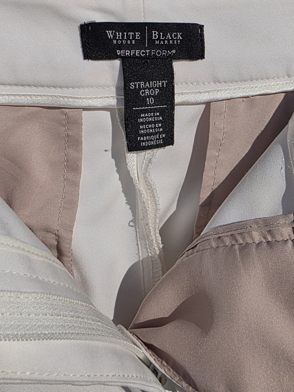 WHBM Size 10 Perfectform Straight Crop Cream Pant - Picture 5 of 15